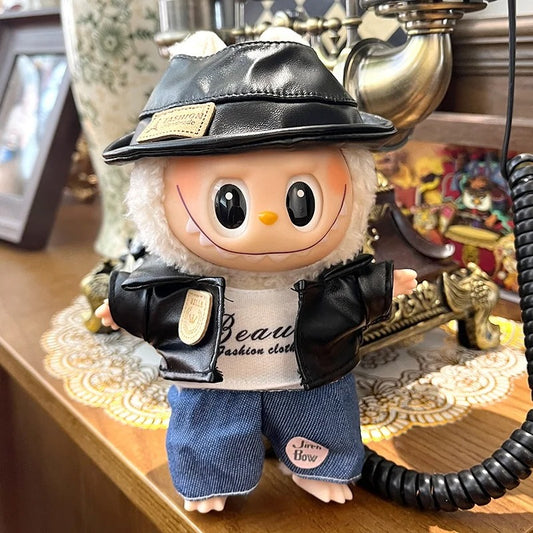TT™ LABUBU DOLL | Cool Black Leather Outfit - Twinkle Terrors Customization Piece